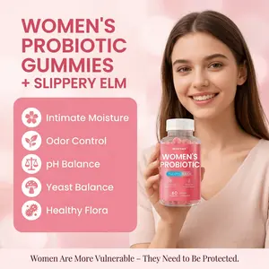 Nature's Gate Her Juicy Feminine Probiotics Gummies- All in One Solution with Slippery Elm and Prebiotics&Lactobacillus Probiotic Blend for Women’s pH Balance and Dryness | 4 Strains + Prebiotic woman probiotic