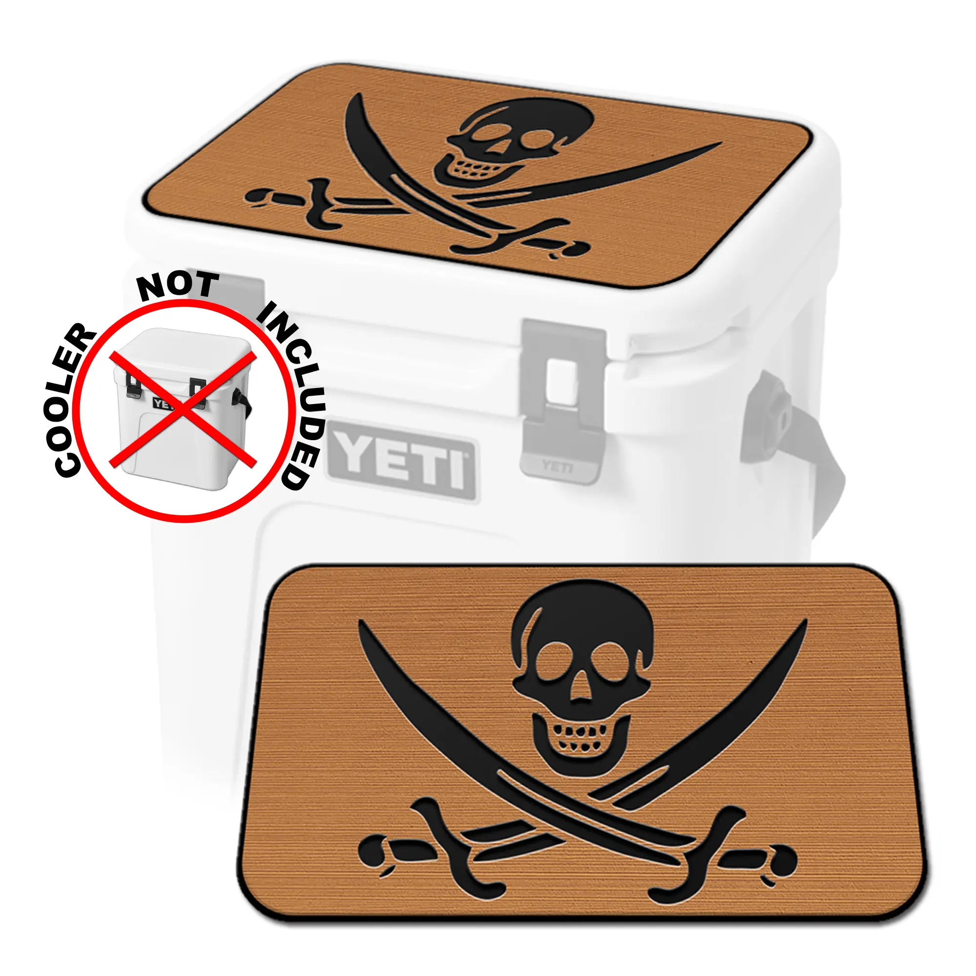 USATuff SeaDek Cooler Pad — PIRATE in Mocha/Black | FITS YETI Roadie 15 QT Cooler (COOLER NOT INCLUDED—PAD ONLY)