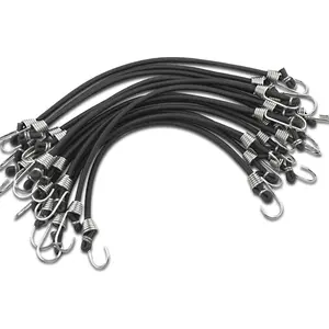 15 Pack 11 Inch Heavy Duty Bungee Cords with Hooks Mini Rubber Elastic Bungee Straps for Outdoor Camping Luggage Roof Racks Tents Tarps Bikes Cars RVs Black
