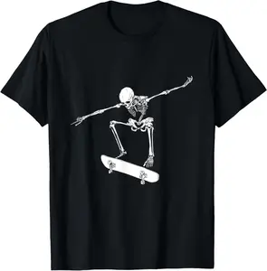 100%cotton Skateboard Shirt Boy Skateboarding Men Skeleton T-Shirt