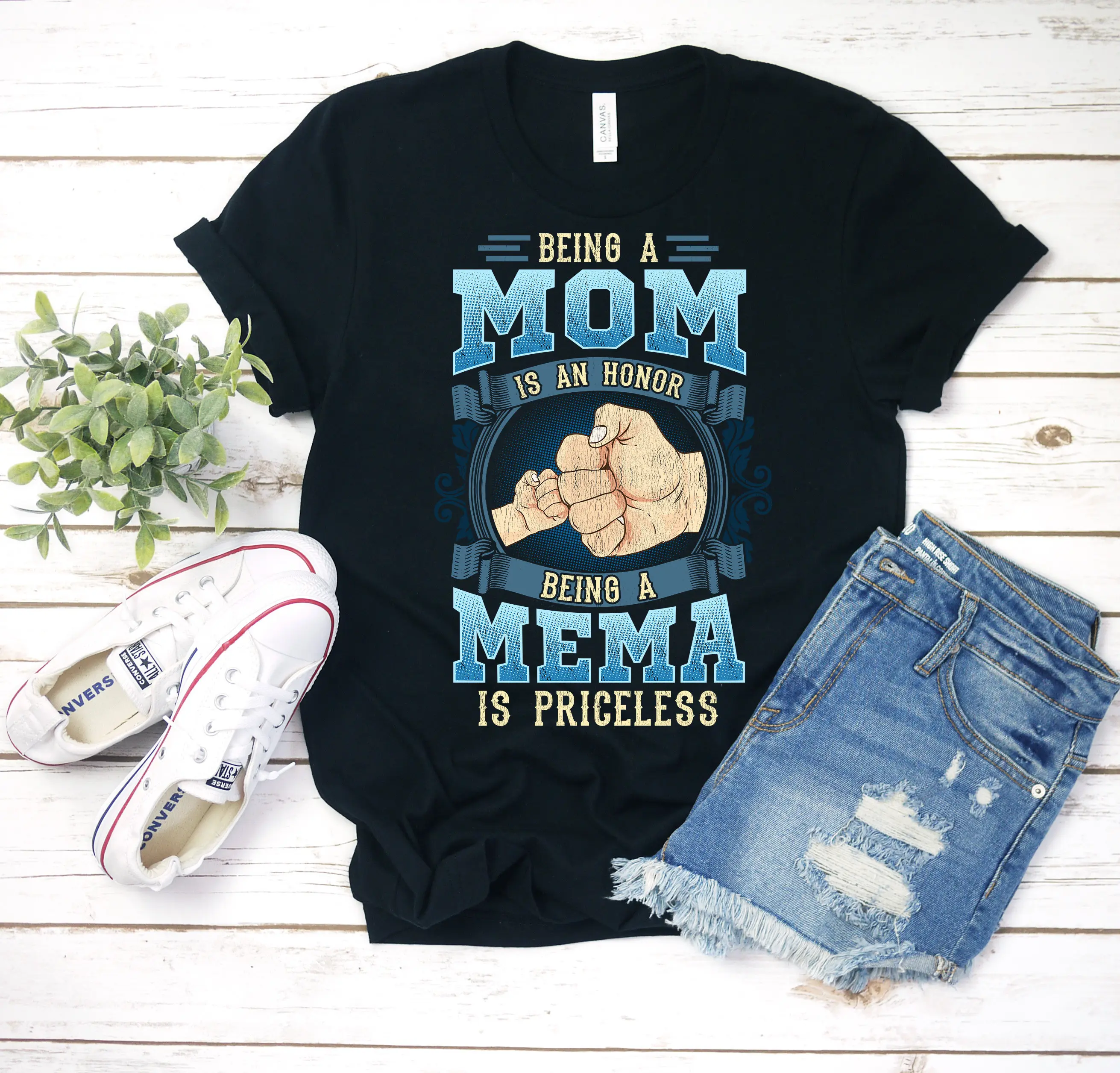 Mema Shirt Being A Mom Is An Honor Being A Mema Is Priceless Mema T-shirt Comfort Fabric Top Womenswear