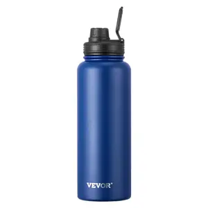 VEVOR 40 oz Insulated Water Bottle, Stainless Steel Camping Hiking Hydration Flask with Wide Mouth Lid, Sports Coffee Cup Double Walled, Leakproof, for Indoor/Outdoor Use, FDA Listed, Blue