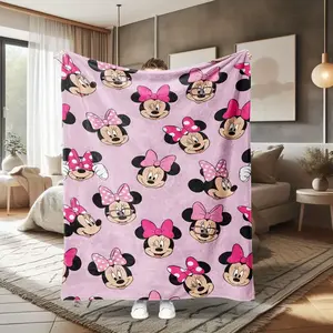 DISNEY CLASSIC Mickey Mouse & Minnie Mouse Pink Flannel Blanket, Soft & Warm All-Season Throw, Perfect Gift for Birthdays, Holidays, or Home Decor
