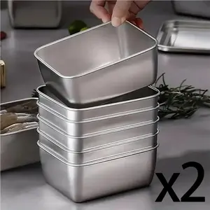 Stainless Steel Food Container, 12pcs Reusable Rectangle Food Storage Container, Stackable Food Container for Snack, Prep Container, Lunch Container for Office
