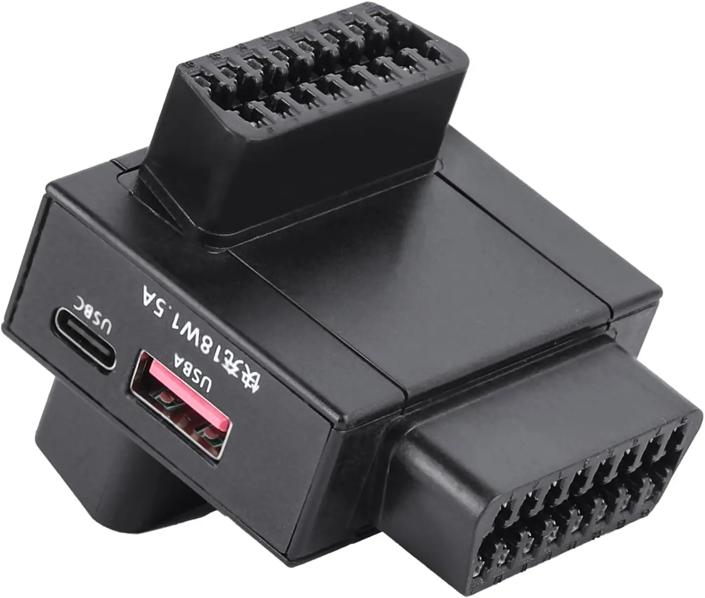 OBDto Splitter Adapter withPress Power Cut Switch & W USB Fast ChargingPin Car OBD Port Expander for Diagnostic Tools (UP)