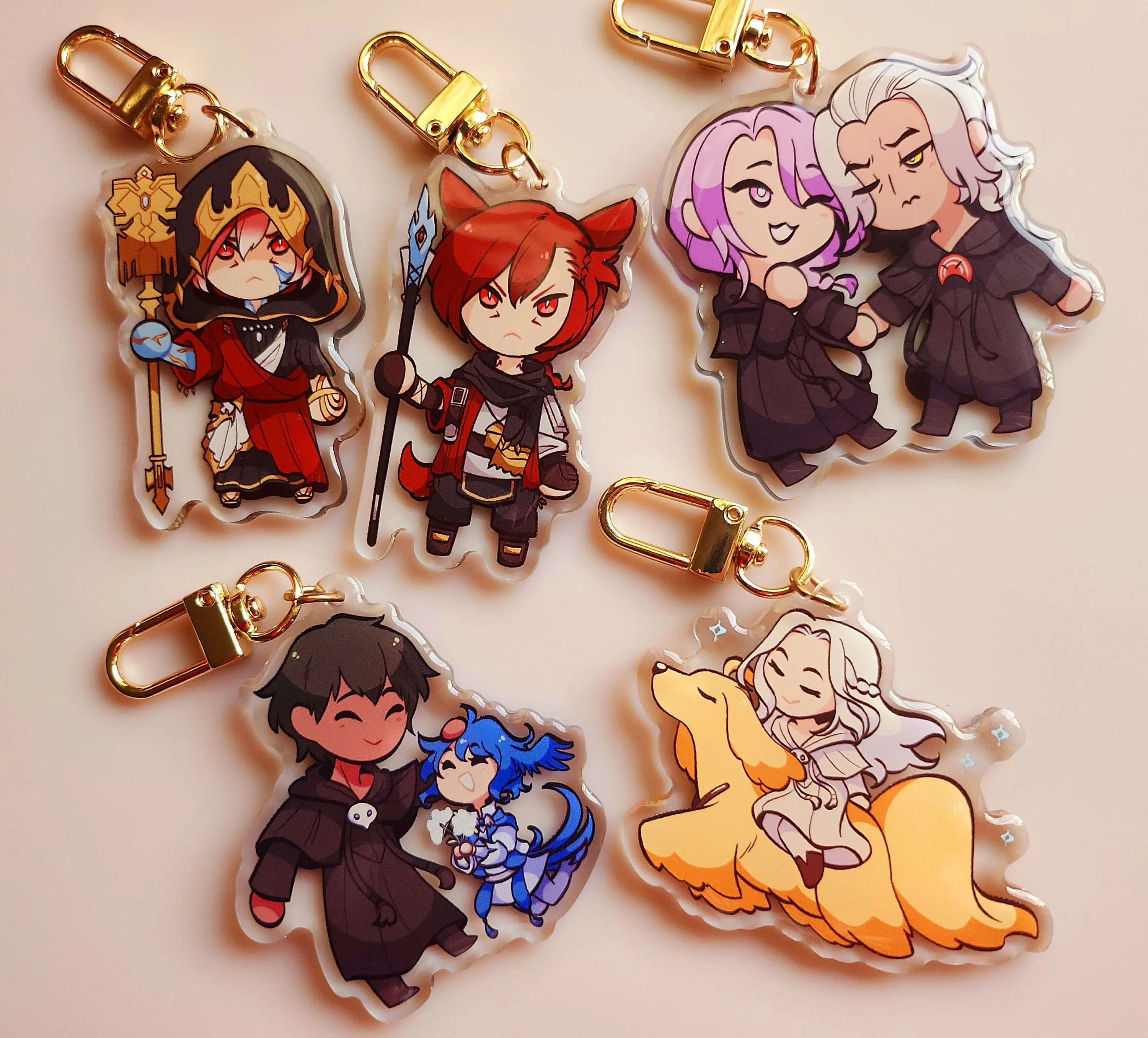 FFXIV Keychain Acrylic Charms - Cute Chibi Keychain - Final Fantasy XIV Endwalker & Shadowbringers Characters - Cute Accessory, Fun Charm For Backpack Or Purse | High Quality and Customer Favorite Items