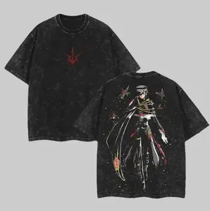 Emperor Lelouch - Code Geass : Lelouch of the Rebellion Oversized Vintage Anime T-Shirt - Soft Washed Harajuku Casual Graphic Tee for Men Women 90s graphic good tees Casual American Short Sleeve Unisex T-shirt,Gym & Streetwear