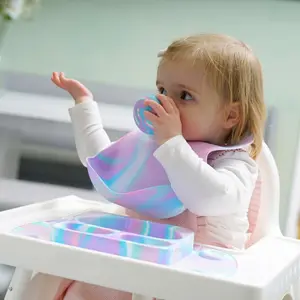 Baby' tableware | EasyMat Mini Portable Silicone Suction Plate | Perfect Placemat for High Chair Feeding | Microwave & Dishwasher & Oven Safe (Unicorn)