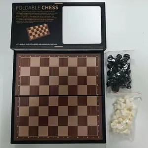 Professional Folding Chess Set - 33pcs, (Including 16 Black Chess Pieces, 16 White Chess Pieces, And 1 Chess Board) - Premium Gift Box, Travel-Friendly Portable Tabletop Game, A Must-Have Set for Chess Enthusiasts