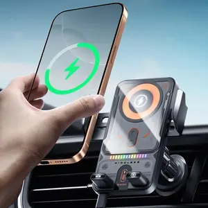 Car Fast Charging Wireless Charger For iPhone 17 16 15 14 13 For samsung Universal Smart Sensing Phone Holder, Can Rotate 90 Degrees for Horizontal and Vertical Screen Use, with Ambient Light (supports Charging Only for Wireless Charging Phones).