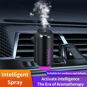 Viral Smart Car Air Freshener Vent Clip Diffuser w/ Ambient Light | AI Auto Start Stop Sensor | USB Rechargeable Essential Oil Nano Mist Odor & Smoke Eliminator | Baby Safe Plant Perfume | Aluminum Alloy Auto Interior Accessories Must Have