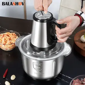 BALASHOV US Plug 3-speed Food Chopper, Food Processor Electric Dough mixer, 5L Large apacity Meat Grinder with Blades, Stainless Steel Mincer for Kitchen, Vegetable, Onion, Garlic, Salad, Fruit, Nuts