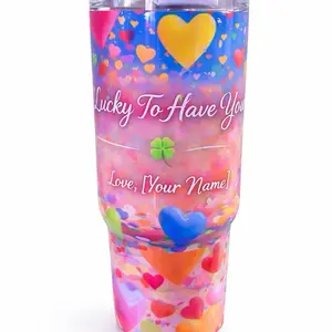 Personalized 40oz Tumbler, Custom Heart Design, Gift Idea