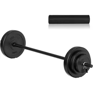 Barbell Weight Set, 43lbs Barbell Set Adjustable Olympic Weights, 6 Plates, 57.5 Inch Bar & Thick   Pad, for  Gym, Exercise, Lifting,  Fitness, Workout to Build