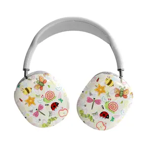 Cute Kawaii Bug AirPods Max Case – Whimsical Garden AirPods Protective Cover, Pastel Nature Doodle – Cottagecore Bee & Ladybug, Aesthetic Spring Garden Design, Y2K Caterpillar & Fruit Headphone Case, Soft Girl Gift for Her