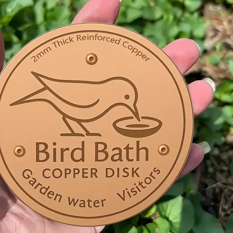 Bird Bath Copper Disk, 0.6mm Thickened 99.99% Pure Copper Cleaning Plate with Three-Point Support for All-Season Physical Safety Cleaning Water, Universal Suitable for Outdoor Bird Baths and Bowls
