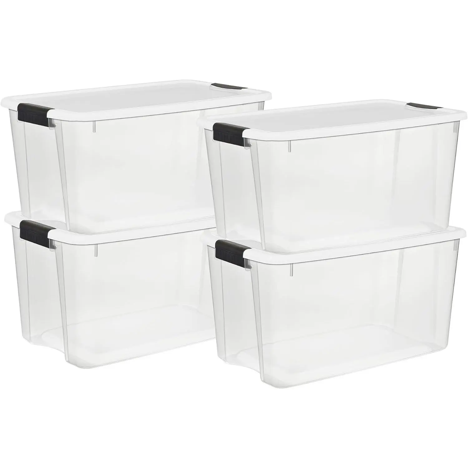 Sterilite 4-Pack Ultra Latching Clear Plastic Storage Bins with Lids, 70-Qt Heavy-Duty Organizing Containers for Closet, Office, Bathroom
