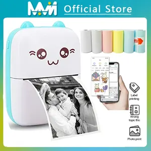 Cute Mini Bluetooth Printer Portable Pocket Photo Label Sticker Printer for iOS Android Rechargeable