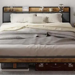 Gizoon King Platform Bed Frame, Metal Bed Frame with Storage Headboard, Sturdy and Stable, Noise Free, No Box Spring Needed, Easy Assembly