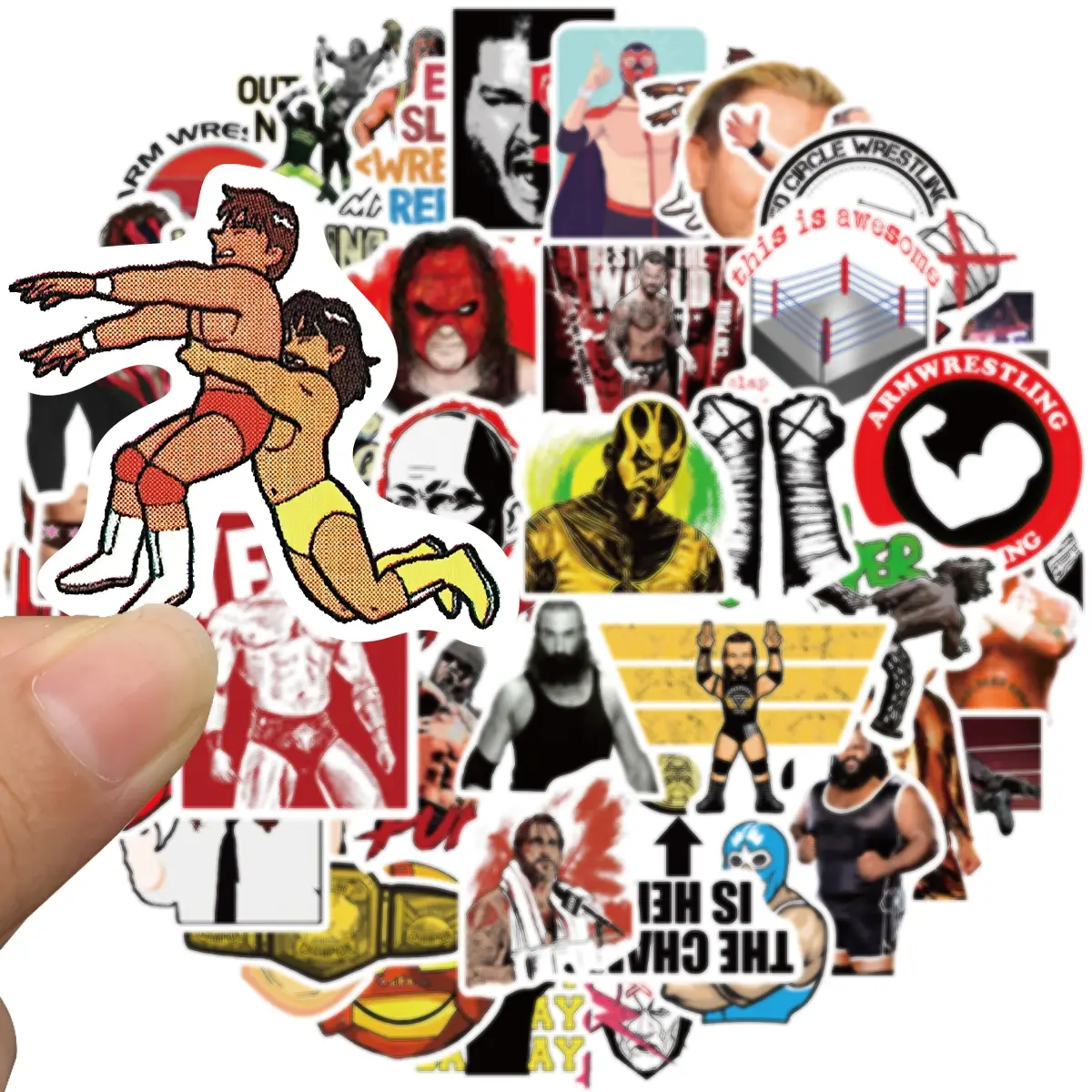 50pcs Wrestling Sticker Pack Vinyl Waterproof Sticker Decals Multipurpose Car Decal Universal Car Sticker for Car Laptop Bumper Car Luggage Bike Water Bottle Skateboard Guitar Sticker For Cars Automobile Decals