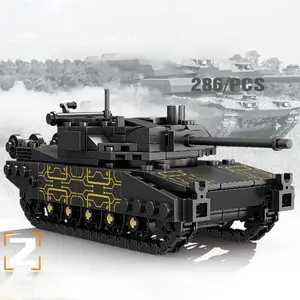 Gold Vintage Tank Building Blocks Set, Classic Armored Leclerc Tank Toy, Assembly Kit, Educational Gift for Boys, Birthday & Christmas