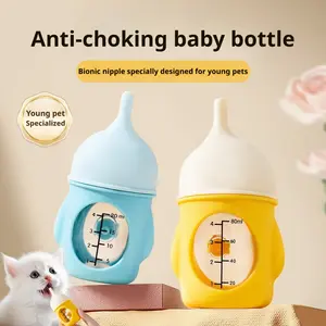 Bionic Silicone Pet Feeding Bottle Anti-choke Nipple Nursing Bottle for Newborn Kittens Puppies Milk Water Feeding Tool