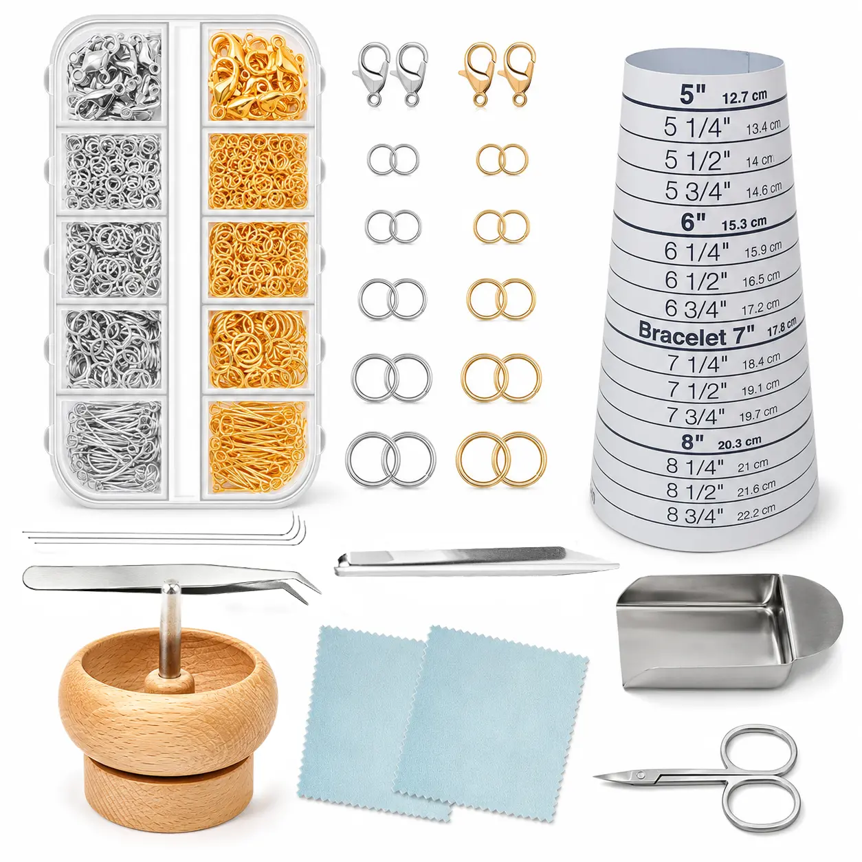 DIY Jewelry Beading Bracelet Making Kit for Adults & Beginners - Assorted Findings, Bracelet Sizer, Jump Rings, Clasps, Tweezers, Scissors, Storage Box - Charms Making, Everyday Wear, Gifting Craft Supply, Jewelry Making Supplies, Diy Fashion