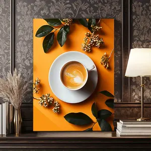2D Flat, 1 Piece, Framed 2D Printed Canvas - Rat Art Coffee Cup Wall Decoration - Inviting Canvas Print to Kitchen, Lounge - Framed Canvas Painting, Adding Cozy Atmosphere for Coffee Enthusiasts