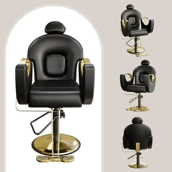 GARVEE Salon Barber Chair, Reclining Salon Chair for Hair Stylist, 330 LBS Capacity Commercial Hydraulic Hairdresser Chair, 360° Swivel & Height Adjustable Barber Chair for Salon, Spa & Beauty Clinic