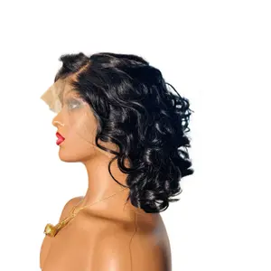 Obaa  super double drawn 14 inches   Bouncy human hair   wig  with a 13*4 lace .