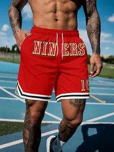 Men's Basketball Shorts, Sporty Loose-Fitting Graphic Design, Drawstring Waist, All-Season Casual Workout Bottoms