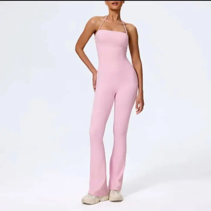 Soft sage flare jumpsuit