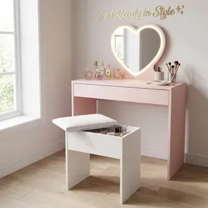 Space-Saving Vanity Stool with Hidden Storage, Makeup Seat Ottoman for Bedroom, Vanity Table & Small Spaces