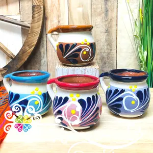 Set of 4 Medium Fiesta Clay Mugs -  Set Taza Barro