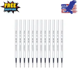 Black Gel Pens Refills, 12 Pack Retractable Gel Ink Pen Refills Bulk, Medium Point 0.7mm