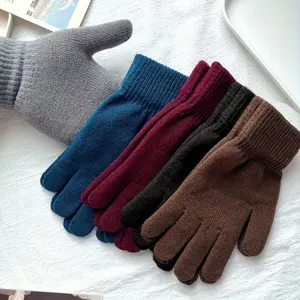 [5-Pack Thermal Touchscreen Gloves] 5-Pack Unisex Knit Gloves, Acrylic Thermal Lined Winter Gloves, Touchscreen Compatible, Machine Washable for Outdoor Activities, Warm Fashion Gloves - Assorted Colors