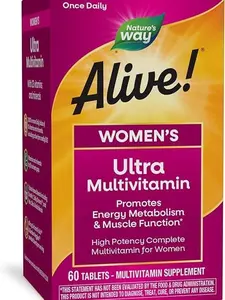 Nature's Way Alive! Women's Daily Ultra Multivitamin, High Potency Formula, Promotes Energy Metabolism and Muscle Function*, with Methylated B12, 60 Tablets (Packaging May Vary)