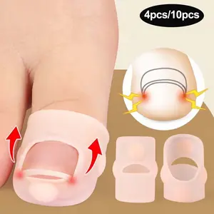 4pcs Silicone Toe Nail Corrector & Ingrown Toenail Tools, Adjustable Nail Device, Toenail Protector, Curved Toe Aid, Foot Care Tools