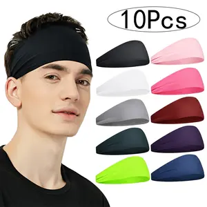 10pcs Breathable Sport Headbands, Lightweight Stretchy Hair Bands for Running, Cycling, Yoga, Unisex Multifunctional Sweat-Wicking Headwear, Elastic Sweatband Headband