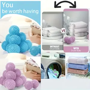 Reusable Laundry Balls, Dryer Balls, Universal for Washing Machine & Dryer, Anti-Pilling Softening Fabric, Durable Plastic Texture Design