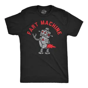 Mens Funny T Shirts Fart Machine Sarcastic Robot Graphic Novelty Tee for Men Mens Funny T Shirts Cool Vintage Fashion T-Shirt Gift Classic Menswear Funny Sarcastic Short Sleeve Novelty Tees for Guys Black -
