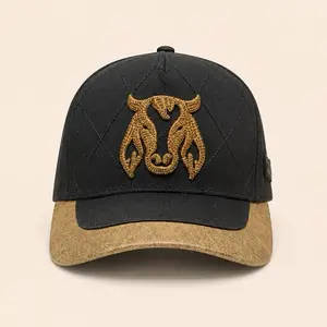 Ranch Patch Snapback Hat Brown & Black Trucker Cap for Men Women Adjustable Fit