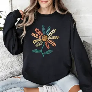 Holafish Womens You Are Enough Floral Crewneck Sweatshirt a Cozy Fleece Lined Inspirational Gift for Her Encouragement and Mental Health Awareness
