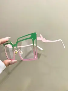 Fashion Colorblock Patchwork Eyeglasses, Casual Trendy Eyeglasses for Women, Fashion Eyeglasses for Work, Daily Clothing Decor, Perfect for Student Daily Use, Stylish Square Frames, Stylish Trendy Eyewear, Fashionable Frames Glasses
