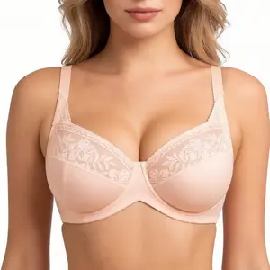 HSIA Women's Luminous Bloom Plus-Size Underwire Bra - Full Coverage, Lightly Lined, Embroidered Detail, Supportive Lift, Shaping, Adjustable, Breathable, Hand Wash Only, All-Day Comfort for Larger Busts