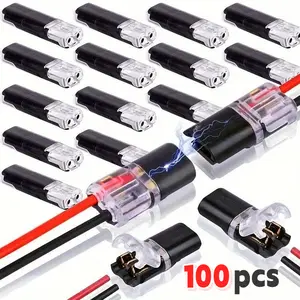 100pcs Double-Wire Plug-in Connector with Locking Buckle, Quick-Clip Fasteners Multi-Purpose Snap-On Blocks for Strip Lights DIY Crafting, Low-Voltage Decor & Model Kits