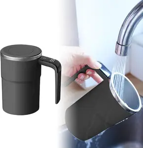 Automatic Stirring Insulated Stainless Steel Silicone Coffee Mug - Portable Travel Drinkware with Handle, Temperature Display, Valentine's Day Gift, Carry-On Lazy Cup, Insulated Coffee Mug,summervibes