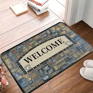 1pc Brick Simulation Welcome Door Mat Printed Soft Kitchen Floor Mat, Living Room Laundry Room Decoration Carpet Perfect for Indoor and Outdoor Home Decoration