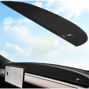 2025 Dashboard Cover for Tesla Model Y Dashboard and Glare Protection,not fit for Model Y Juniper 2025 (Model Y, White Logo, 2021-2024)