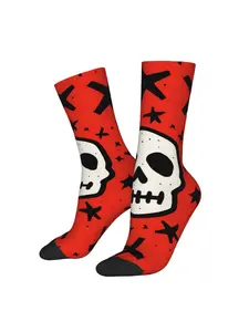 1 Pair Pirate Ships Caribbean Tropical Halloween Patterns Men's compression Socks Street Style Seamless Printed Funny Novelty Happy Crew Sock